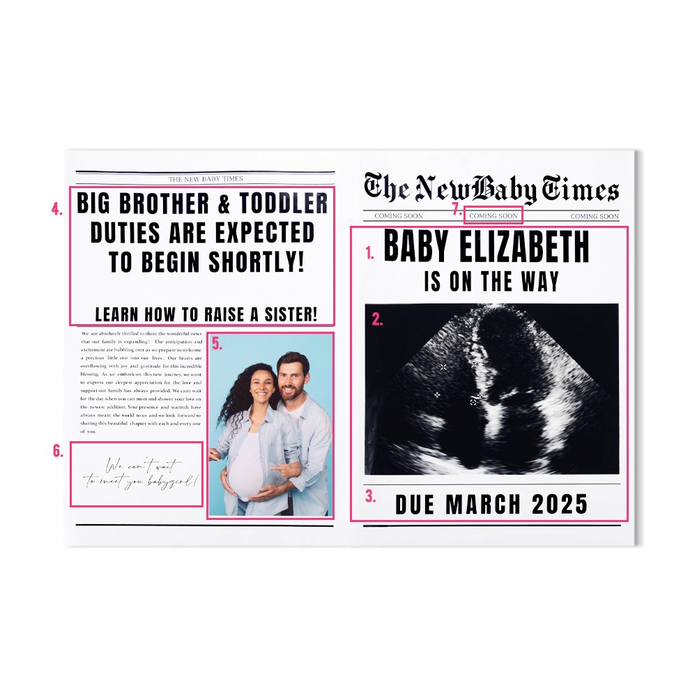 New Baby Announcement Newspaper, Baby On the Way Pregnancy Reveal, Large Custom Newspaper Template for Baby Shower