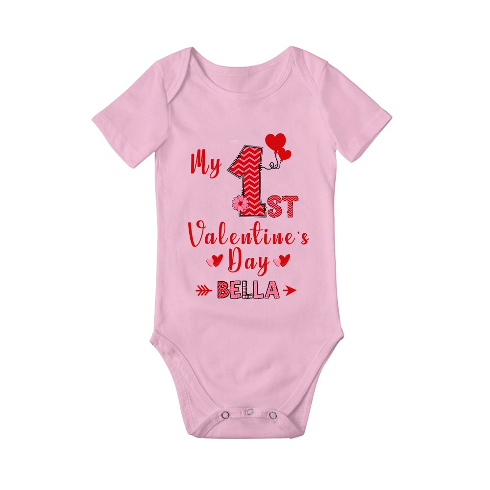 Personalized Baby's First Valentine's Day Crawling Onesie, Custom Name Baby Bodysuit, Cute Love Themed Outfit for Infants