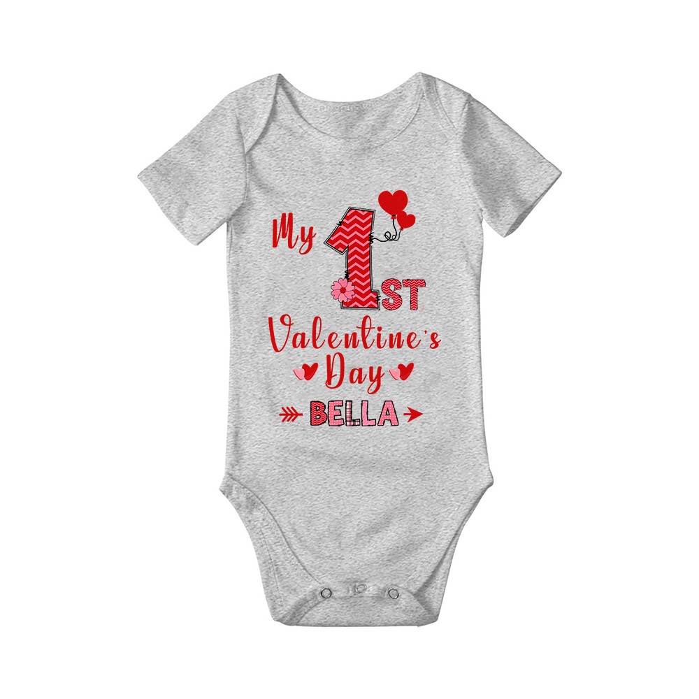 Personalized Baby's First Valentine's Day Crawling Onesie, Custom Name Baby Bodysuit, Cute Love Themed Outfit for Infants