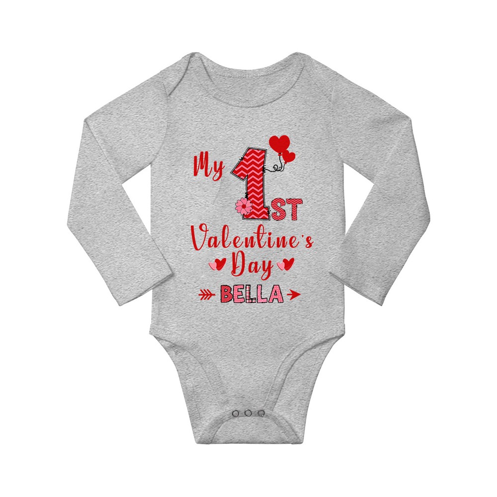 Personalized Baby's First Valentine's Day Crawling Onesie, Custom Name Baby Bodysuit, Cute Love Themed Outfit for Infants