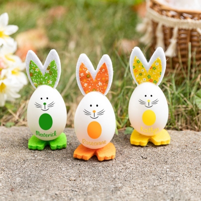 Œufs de Pâques personnalisés avec oreilles de lapin, lot de 3 œufs de lapin de Pâques colorés, cadeaux de fête pour paniers de Pâques, cadeaux de Pâques pour enfants/garçons/filles