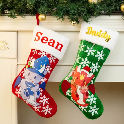 Personalized DND Class Dragons Christmas Stockings, Christmas Tree Decor,Monogram Stockings, Custom Family Stockings, Holiday Decor, Xmas Gift