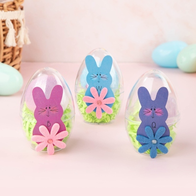 Personalized Floral Bunny Easter Egg Bath Bomb with Initial, Easter Basket Stuffer, Easter Egg Hunt Favor, Easter Gift for Kids/Teens/Boys/Girls