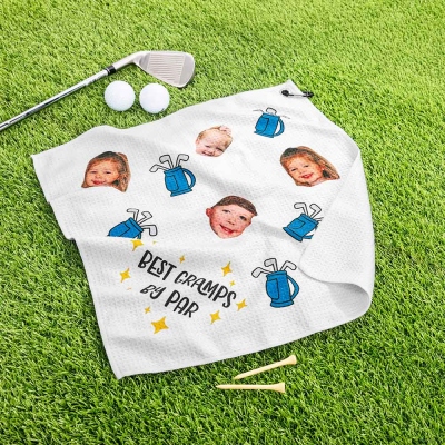 Personalized Head Photo Golf Towel, Waffle Weave Towel with Hanging Clip, Golf Accessory, Birthday/Father's Day Gift for Him/Dad/Grandpa/Golf Lovers