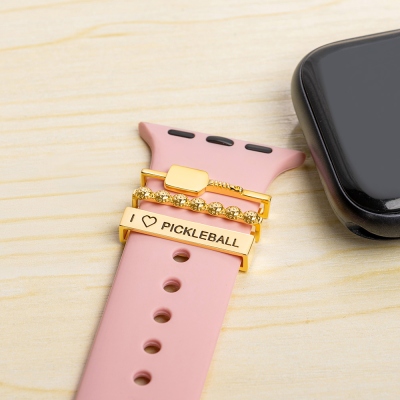 Charms personalizzati con incisione per cinturino da pickleball, set da 3 pezzi per Apple Watch, accessori per cinturini sportivi, regalo per gli amanti del pickleball