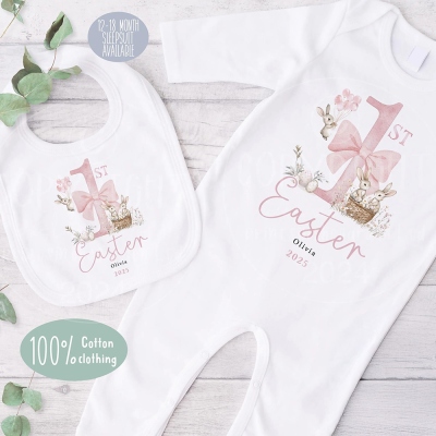 Personalisierter Schlafanzug zum ersten Ostern, Baby-Strampelanzug zum 1. Ostern, Pyjama, Geschenkidee zum 1. Ostern für Babys
