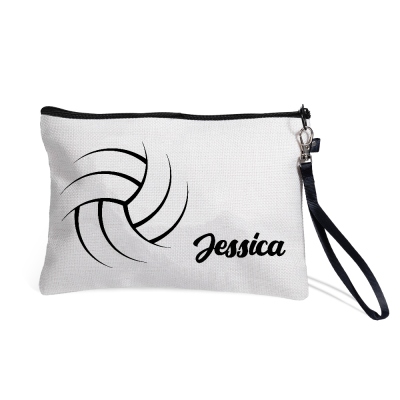 Personalized Volleyball Makeup Bag, Custom Name Cosmetic Pouch for Sports Lovers, Gift for Volleyball Players and Coaches