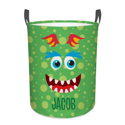 Personalized Name Little Monster Storage Basket for Clothes/Toys, Large Capacity Laundry Basket with Handles, Birthday Gift for Kids/Boys/Girls