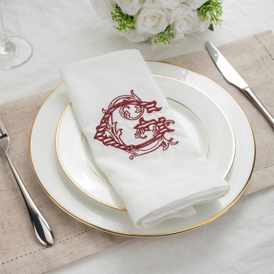 Personalized Initial Embroidered Napkin, Linen Monogrammed Napkin, Party Dinner Napkin, Table Decor, Housewarming/Mother's Day Gift for Hostess/Mom