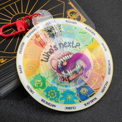 DND Class Roulette Mimic Spinning Charm, Candy Color Spinner Keychain, Acrylic Keychain, Fidget Toy, DND Keychain, Turntable Keychain