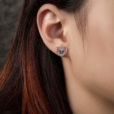 Personalized Number Baseball/Softball Glitter Stud Earrings, Sterling Silver 925 Acrylic Sports Jewelry, Gifts for Baseball & Softball Lovers/Players