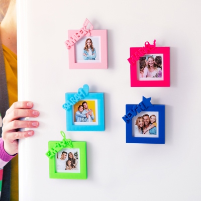 Personalized 3D Printed Magnetic Photo Frame, Custom Fridge Magnet with Name & Photo, Housewarming/Christmas/Mother's Day Gift for Mom/Grandma/Family