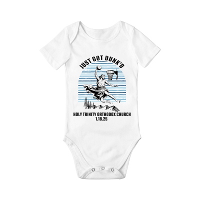 Personalized Just Got Dunked Funny Baptized Bodysuit with Text & Year, Baby Christening Romper, Christian Baptism/Baby Shower Gift for Newborn/Baby