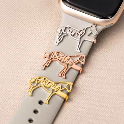 Personalized Horse Outline Watch Charm with Name, Minimalist Horse Silhouette Tag, Watch Band Accessory, Equestrian Gift for Rider/Horse Lover