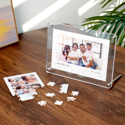 Personalized 1-5 Photos Acrylic Photo Collage Plaque, Jigsaw Puzzle Decor with Pictures & Text, Wedding/Graduation Keepsake, Gift for Friends/Family