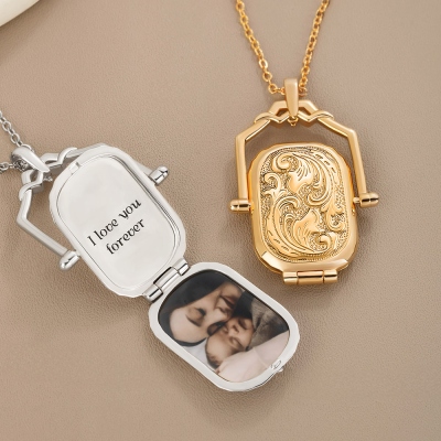 Custom Antique Locket Necklace with Photos, Victorian Locket, Edwardian Rectangle Locket, Personalized Thoughtful in Memoriam Bereavement Gift