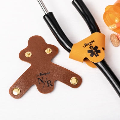 Personalized Stethoscope Yoke ID Tag with Name, Leather Snap-on Stethoscope Name Tag, Graduation/Appreciation Gift for Nurses/Doctors/Medical Students