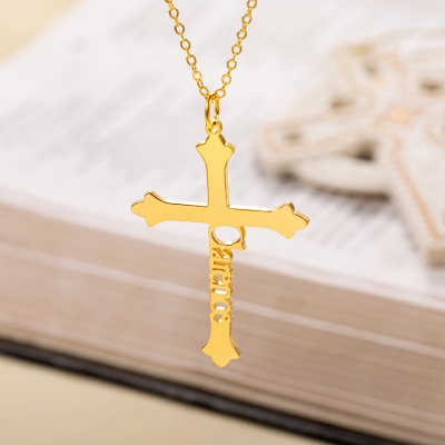 Personalized Name Cross Necklace, Sterling Silver 925 Christian Jewelry, Crucifix Necklace, First Communion/Baptism/Christening Gift for Women/Men