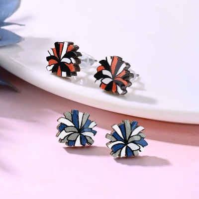 Custom Cheerleading Stud Earrings, Hand Painted Pom Pom Wooden Earrings/Ears Clip, Birthday/Appreciation Gift for Cheer Team/Coaches/Cheerleaders