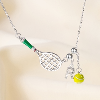 Trendy Tennis Racket Necklace, Fashionable Sports Pendant, Luxury Gift for Couples