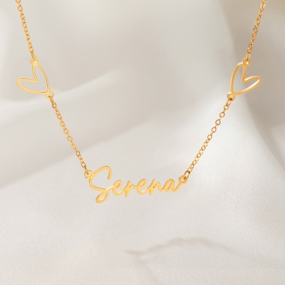 Personalized Multiple Hearts Necklace with Name, Sterling Silver 925 Women's Jewelry, Birthday/Mother's Day/Wedding Gift for Her/Mom/Bridesmaids
