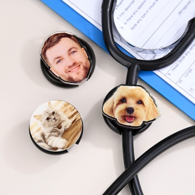 Personalized Photo Stethoscope Tag, Custom Picture Acrylic Stethoscope Charm, Appreciation/Graduation Gift for Nurses/Doctors/Medical Students