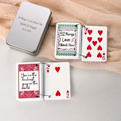 Personalized 52 Blank Playing Cards to Write On, 52 Things I Love About You Deck of Poker Cards, Anniversary/Valentine's Day Gift for Couples