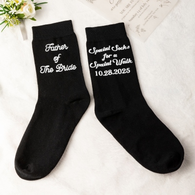 Personalized Wedding Date Father of the Bride/Groom Socks, Special Socks for a Special Walk, Wedding Keepsakes, Gifts for Father/Grandpa of Newlyweds