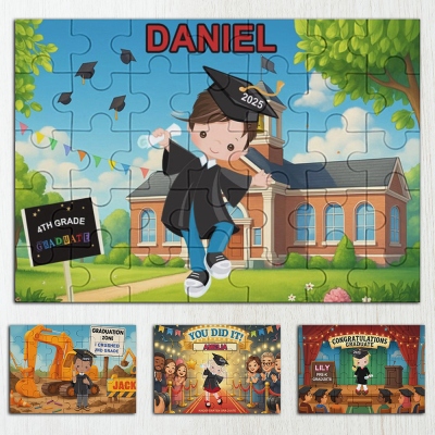 Personalized Name Cartoon Graduation Boy/Girl Character Puzzle, Pre-K Kindergarten Elementary Graduation Keepsake, Graduation Gift for Kids/Boys/Girls