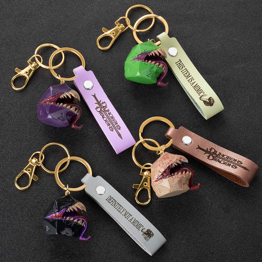Custom Name Chest Mimic Dice Backpack Pendant, Monster Dice Key