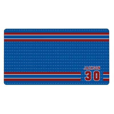 Custom Name & Number Jersey Dots & Stripes Design Desk Mat, Large Size Non-slip Computer Laptop Mouse Pad, Office Accessory, Gift for Sports Lovers