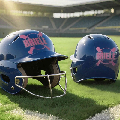 Custom Name Baseball Helmet Stickers (Set of 2PCS), School Team Spirit Pride Decals, Laptop/Water Bottle/Bat Stickers, Gift for Baseball Lovers