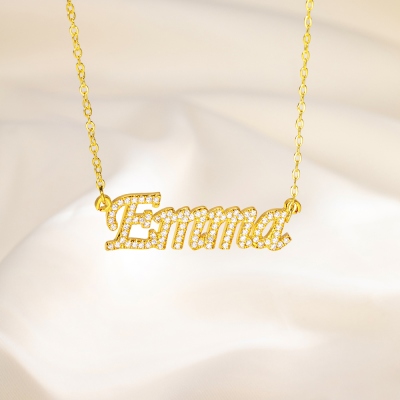 Personalized Dainty Pave Name Necklace, Custom Name Pendant Necklace, Minimalist Jewelry, Birthday/Mother's Day/Christmas Gift for Mom/Wife/Her
