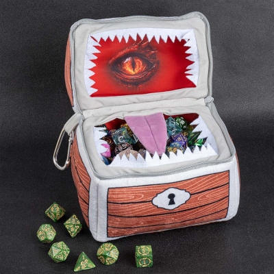 Mimic Dice Chest and DND Dice Storage Case for 150 Dice, Dice Bag with Zipper Closure and Carabiner, Dice Holder, Dice Vault, Dice Jail, Bag Charm, DND Gifts