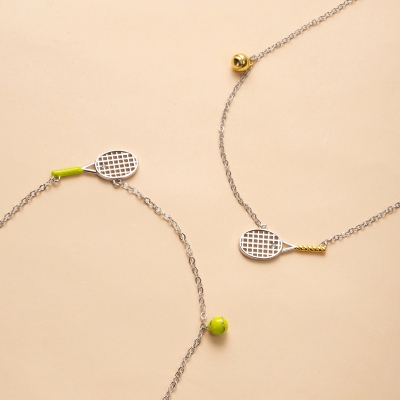 Dainty Tennis Necklace, 3D Tennis Racket & Ball Necklace, Sterling Silver 925 Sports Jewelry, Birthday/Anniversary Gift for Tennis Lovers/Sports Fans