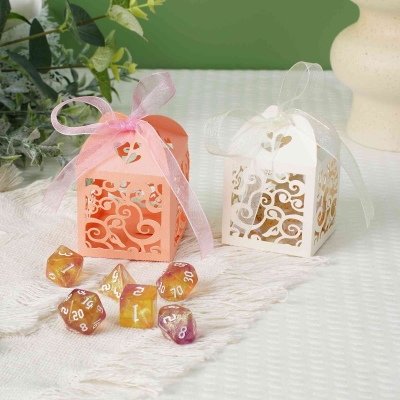 Wedding Mystery Dice Box - A Full Set of 7 Polyhedral Acrylic Dice inside, Wedding Gift Box, Wedding Decor, Wedding Favor Idea, DND Dice Set, Thank You Gift Boxes