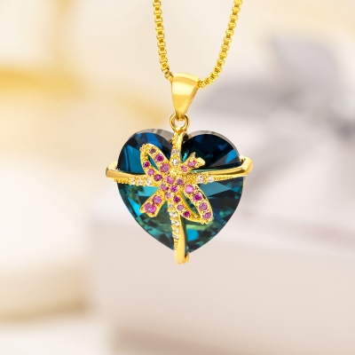 Personalized Heart Bow Gift Wrap Necklace with Birthstone, Sterling Silver 925 Dainty Jewelry, Birthday/Anniversary/Valentine's Day Gift for Her/Women