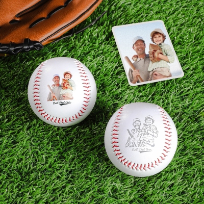 Personalized Photo & Text Baseball, Custom Portrait Baseball, Memory Keepsake, Birthday/Father’s Day Gift for Baseball Lovers/Players/Dad/Kids