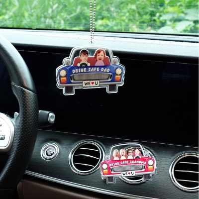 Personalized Kids' Face Photos Car Hanging Ornament/Visor Clip/Vent Clip, Auto Accessories, Birthday/Mother's Day/Father's Day Gift for Mom/Dad/Family