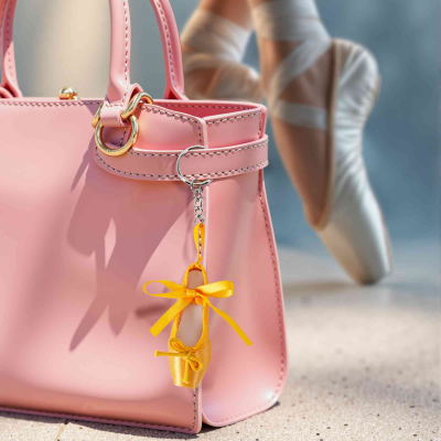 Custom Name Ballet Dance Shoe Keychain, Mini Satin Bow Ballet Shoe Keyring, Dance Bag Charm, Dance Recital Favor, Gift for Ballerinas/Ballet Lovers