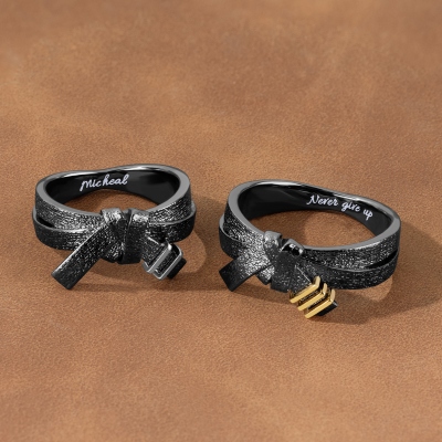 Personalized Engraved Martial Art Black Belt Dan Stripes Ring, Sterling Silver 925 Ring, Belt Upgrade Gift for Karate/BJJ/Taekwondo/Aikido Lovers