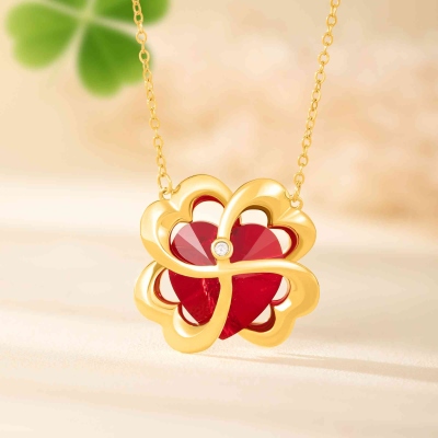 Personalized Four-Leaf Clover Heart Necklace with Birthstone, Sterling Silver 925 Dainty Jewelry, Birthday/Mother's Day/Anniversary Gift for Mom/Women