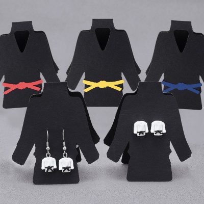 Personalized Belt Color Martial Art Jacket Stud/Dangle Earrings, Polymer Clay Handmade Jewelry, Gifts for Karate/BJJ/Taekwondo/Aikido Lovers