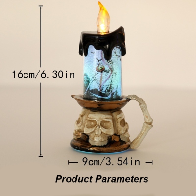 Halloween Glitter Pumpkin Candle Light, Flame Skull Night Lamp, Spooky LED Decor for Home & Parties, Halloween Gift for Family/Friends