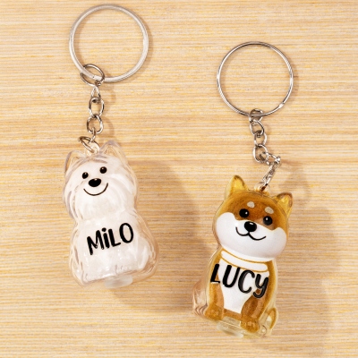Personalized Dog Hair Holder Keychain – Custom Name Memorial Keepsake in Dog Breed Shape, Unique Remembrance Gift for Dog Owners