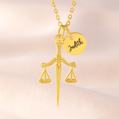 Personalized Scale of Justice Necklace, Zodiac Libra Necklace for Women, Birthday/Appreciation Gift for Future Lawyer/Attorney/Judge/Paralegal