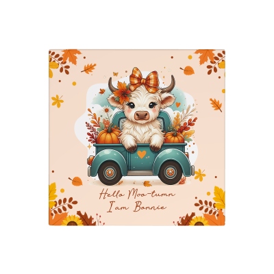 Personalised Autumn Highland Cow Pumpkins Mug, Thanksgiving Coffee Cup with Coaster and Name, Thanksgiving Gift for Highland Cow Lover