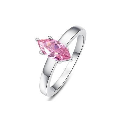 Custom Birthstone Ring for Women with Text, Sterling Silver 925 Marquise Cut Solitaire Ring, Dainty Promise Ring, Birthday/Christmas Gift for Her​/Mom