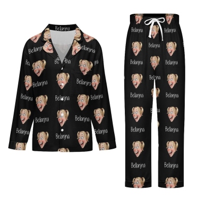 Personalized Family Exaggerated Portrait Pajamas, Funny Face Sleepwear with Multiple Colors, Unique Matching Set Based on Your Photo, Gift for Family