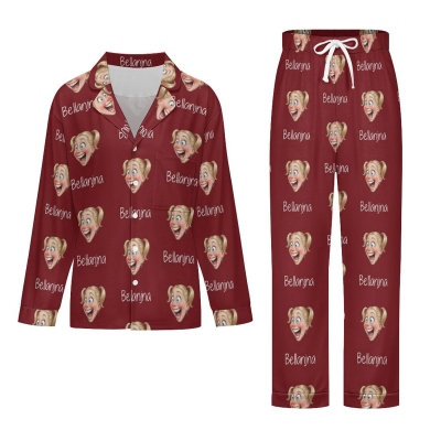 Personalized Family Exaggerated Portrait Pajamas, Funny Face Sleepwear with Multiple Colors, Unique Matching Set Based on Your Photo, Gift for Family